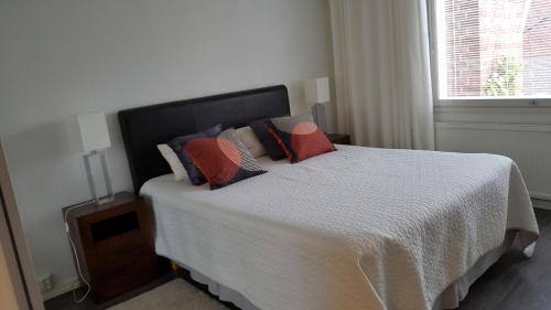 クオピオにあるCity Apartment Snellmaninkatu 22 Bのベッドルーム1室(枕付きのベッド1台、窓付)