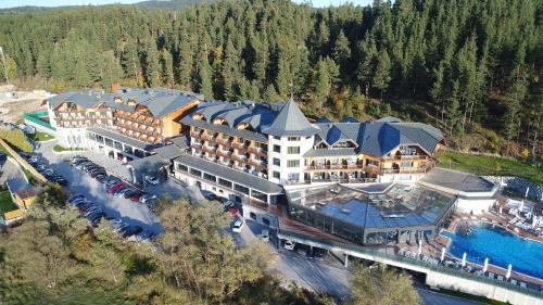 an aerial view of a resort with a large building at Hot Springs Medical and SPA in Banya