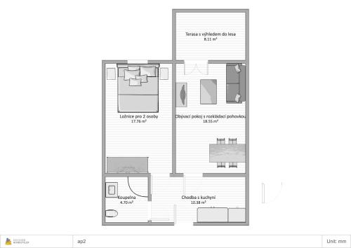 a floor plan of a house at Apartmány Sportrelax in Albrechtice v Jizerských horách