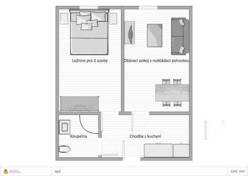 a floor plan of a house at Apartmány Sportrelax in Albrechtice v Jizerských horách