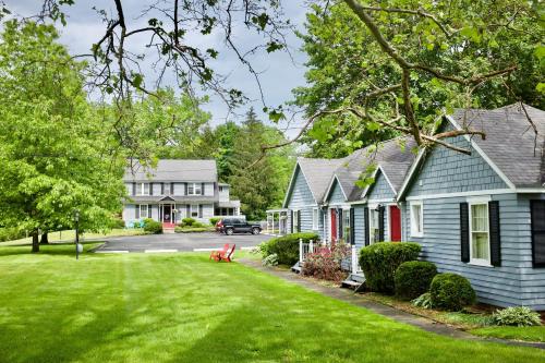 a row of houses in a residential neighborhood at The Grayhaven Motel in Ithaca