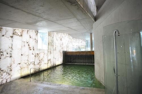 a bathroom with a pool of water in a shower at Hotel Continental Balneario de Panticosa in Panticosa