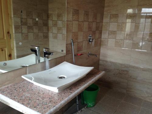 a bathroom with a sink and a tub at Adu's Eternal Comfort in Leh