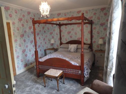Un pat sau paturi într-o cameră la Dol Llan Mansion