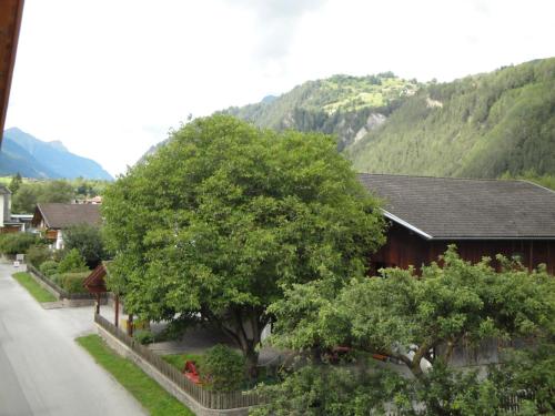 a house with a tree in front of a road at Apart Dominika in Ried im Oberinntal