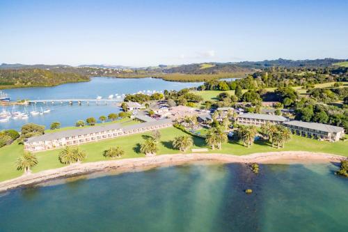 an aerial view of the resort and the water at Copthorne Hotel & Resort Bay Of Islands in Paihia