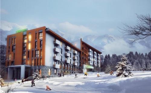 a rendering of a ski resort in the snow at David APT on Bakuriani Orbi Palace in Bakuriani