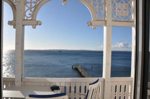 a view of the ocean from a window at Fürstenhof Sassnitz in Sassnitz
