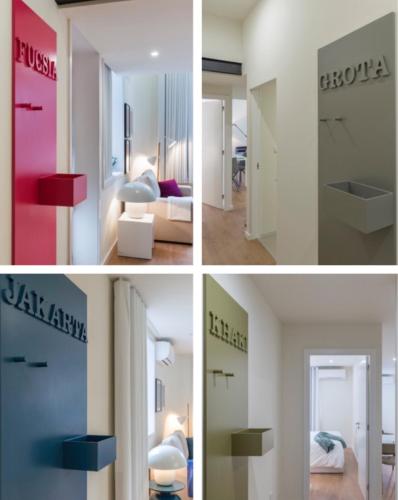 a collage of four pictures of a room at Domus 21 - Entreparedes in Porto