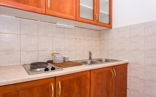a kitchen with a sink and a counter top at Apartments Luka in Baška