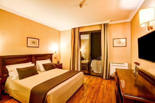 una camera d'albergo con letto e TV di Appia Park Hotel a Roma