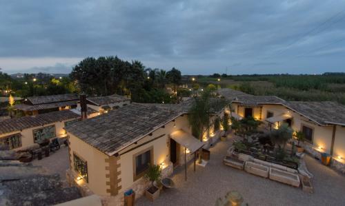 an overhead view of a house with lights at Agriturismo Papyrus in Siracusa