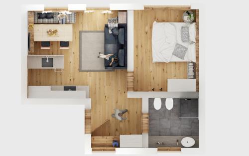 aometric view of a floor plan of a apartment at Appartment Hossler in Valdaora