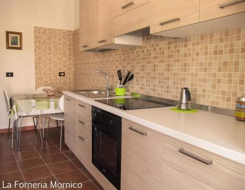 a kitchen with a sink and a dishwasher at laforneriamornico in Mornico Losana