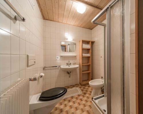 ein Bad mit einem WC und einem Waschbecken in der Unterkunft Residence Trametsch in Brixen