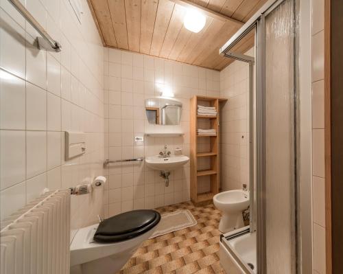a bathroom with a toilet and a sink at Residence Trametsch in Bressanone