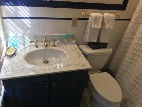 a bathroom with a sink and a toilet at Elaine's Cape May Boutique Hotel in Cape May