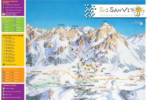 a map of the ski synoptic mountain at Hotel il Cardo in San Vito di Cadore