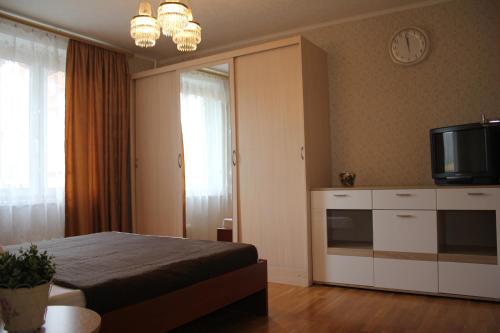モスクワにあるInnDays on Cheryomushki 39のベッドルーム(ベッド1台、薄型テレビ付)