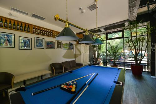 a billiard room with a pool table at Hotel Posada Vidraru in Căpăţîneni-Ungureni