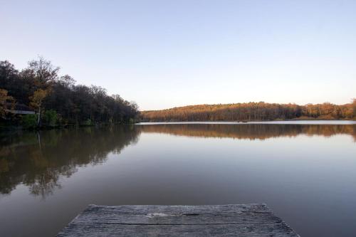 a view of a large lake with a dock at Holiday Home Janko in Bogojina