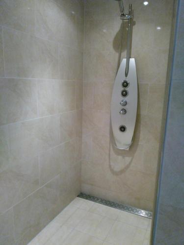 a shower with a urinal in a bathroom at Anna's B&B Rijssen in Rijssen