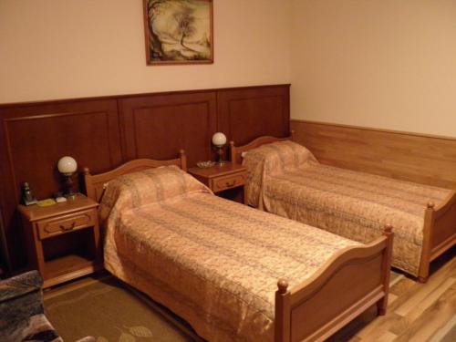 Ένα ή περισσότερα κρεβάτια σε δωμάτιο στο Hotel Orlinoye Gnezdo