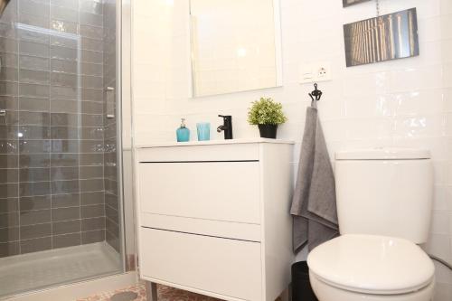 a bathroom with a toilet and a sink and a shower at APARTAMENTO GRANADA CENTRO in Granada