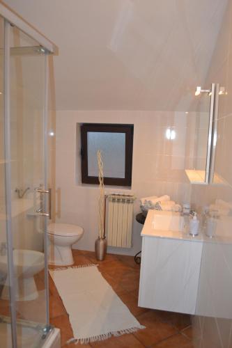 a bathroom with a toilet and a sink and a shower at Apartments Villa Holiday in Pula