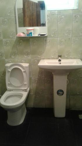 a bathroom with a toilet and a sink at Kalana Homestay in Sigiriya