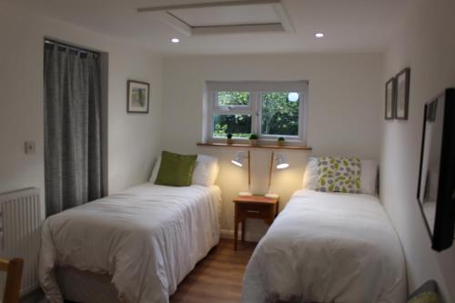 a bedroom with two beds and a window at Collis Annexe in Didcot