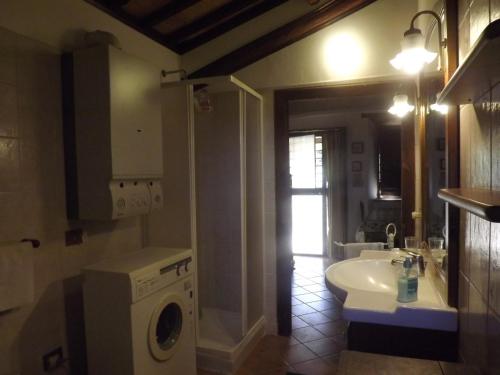Civitella dʼAglianoにあるLa casetta dei Gelsiのバスルーム(洗濯機、シンク付)