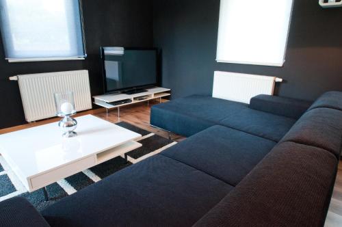 un soggiorno con divano e TV di Gite L'Armandier a Sart-lez-Spa