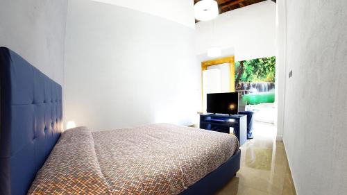 a bedroom with a bed and a tv in it at Beverello Suite in Naples