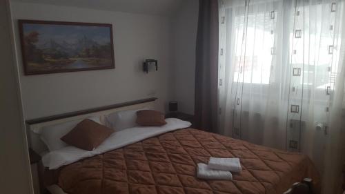 1 dormitorio con 1 cama en una habitación en Pensiunea Andrade, en Putnişoara