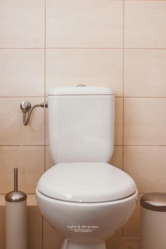 a bathroom with a white toilet in a room at Apartament 3 - Bliżej Zdroju in Polanica-Zdrój