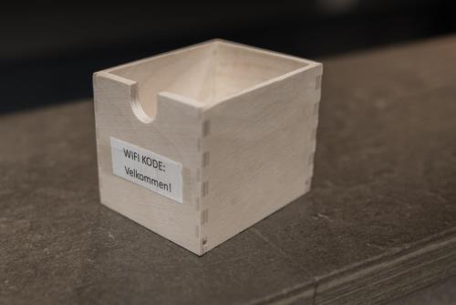 a box that is sitting on a table at Oppdal Gjestetun Hotell in Oppdal