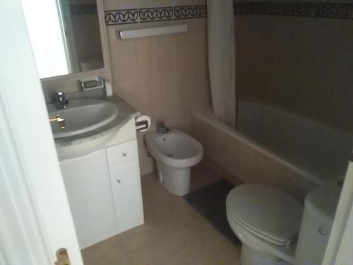 ロス・ニエトスにあるEl Palmeralのバスルーム(洗面台、トイレ、バスタブ付)