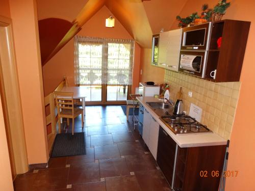 卡尔帕奇Dworek Karpacz的带水槽和炉灶的厨房