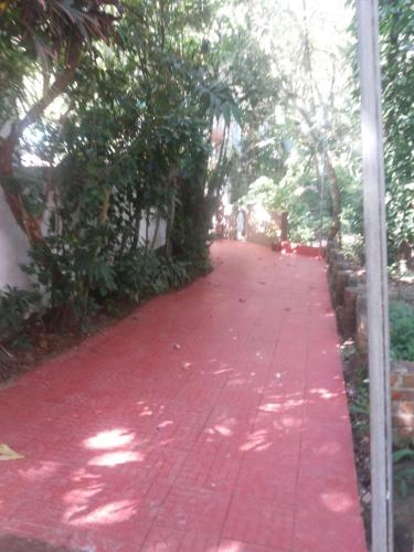 a red path with trees on the side of it at Rams Gratitude Inn in Varkala