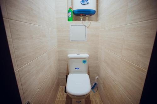 ウファにあるЭто та самая, уютная квартира в центре, Заки Валиди 58, от ЭлитХаус24の小さなバスルーム(トイレ付)が備わります。