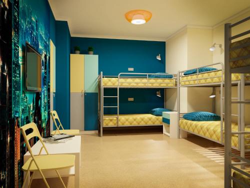 Двох'ярусне ліжко або двоярусні ліжка в номері Hostel 116