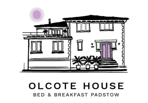 a sketch of an orange house with a red and breakfast bathroom at Olcote House in Padstow