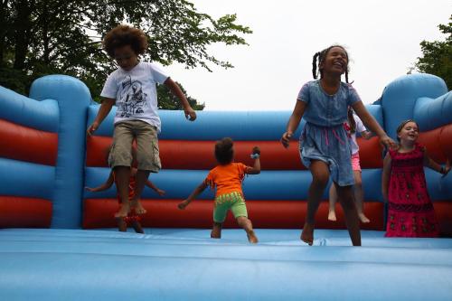 a group of children playing on a playground at Haus Mühlenbrock in Schermbeck