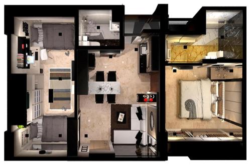 Načrt razporeditve prostorov v nastanitvi Educity Apartment Princeton - Jusuf