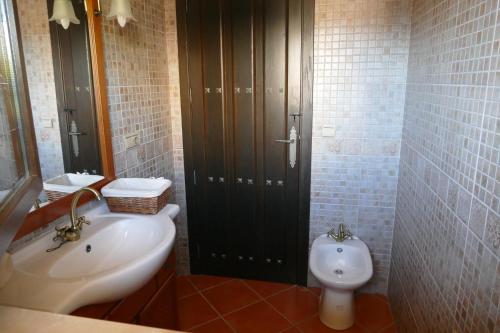a bathroom with a sink and a toilet at Villamercedes Estudio 3 in Salamanca