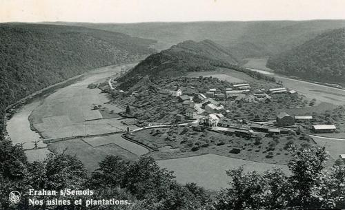 an old black and white photo of a village on a river at Chez Arsène in Bouillon