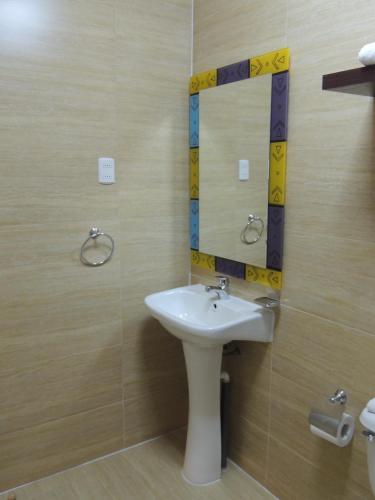 Koupelna v ubytování Hotel Barba Lá