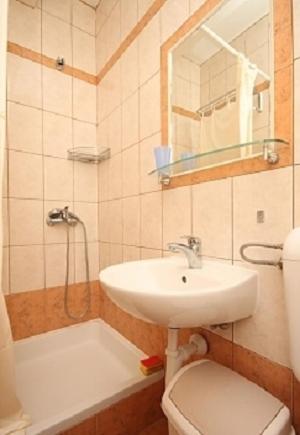 a bathroom with a sink and a toilet and a shower at Villa Elvira in Gradac