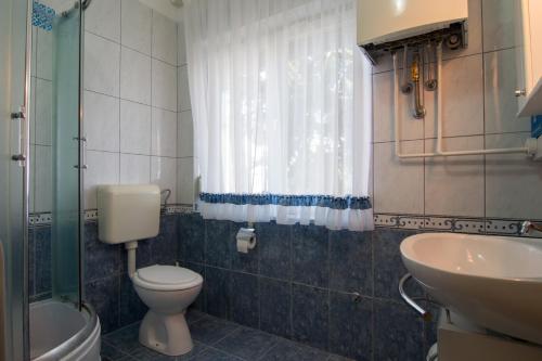 łazienka z toaletą i umywalką w obiekcie Apartments Nada 354 w Fažanie